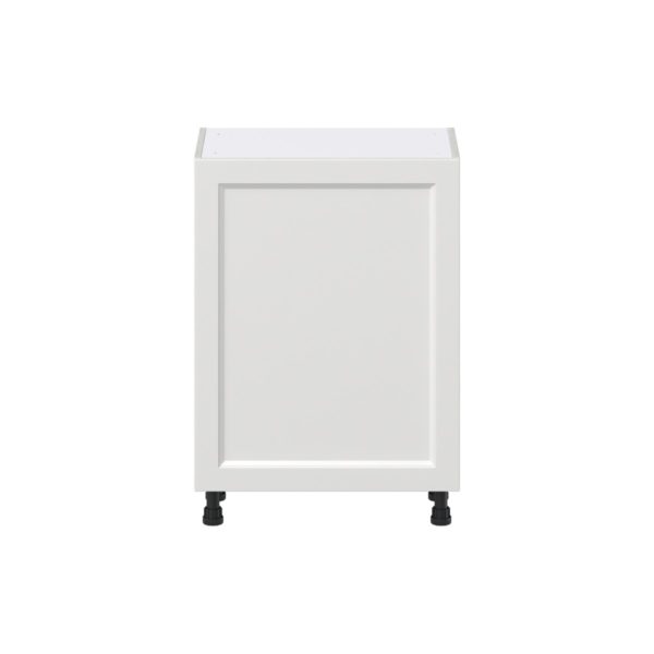 Magnolia Painted Bright White Recessed Assembled Shallow Base Cabinet with a Full High Door and 3 Inner Drawers (24 in. W x 34.5 in. H x 14 in. D)