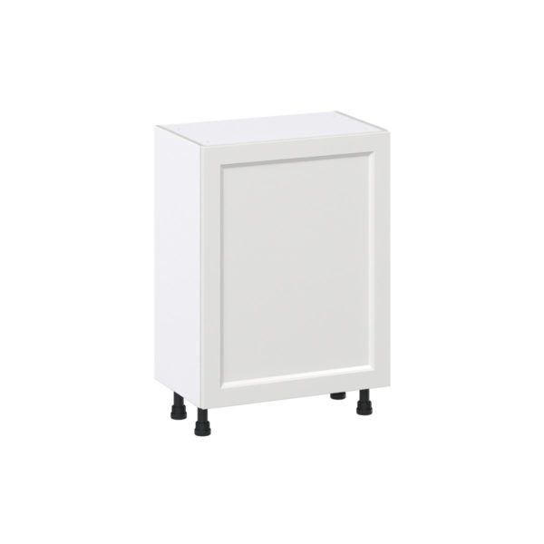 Magnolia Painted Bright White Recessed Assembled Shallow Base Cabinet with a Full High Door and 3 Inner Drawers (24 in. W x 34.5 in. H x 14 in. D)