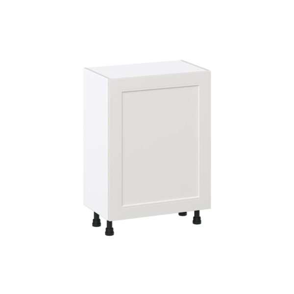 Wisteria Painted Light Gray Recessed Assembled Shallow Base Cabinet with a Full High Door and 3 Inner Drawers (24 in. W x 34.5 in. H x 14 in. D)