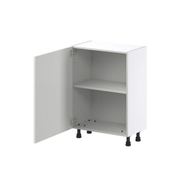 Magnolia Painted Bright White Recessed Assembled Shallow Base Cabinet with a Full High Door (24 in. W x 34.5 in. H x 14 in. D)