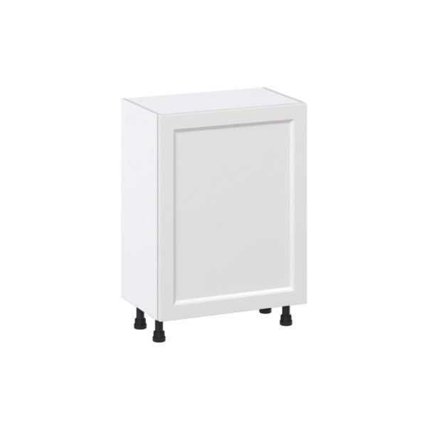 Magnolia Painted Bright White Recessed Assembled Shallow Base Cabinet with a Full High Door (24 in. W x 34.5 in. H x 14 in. D)