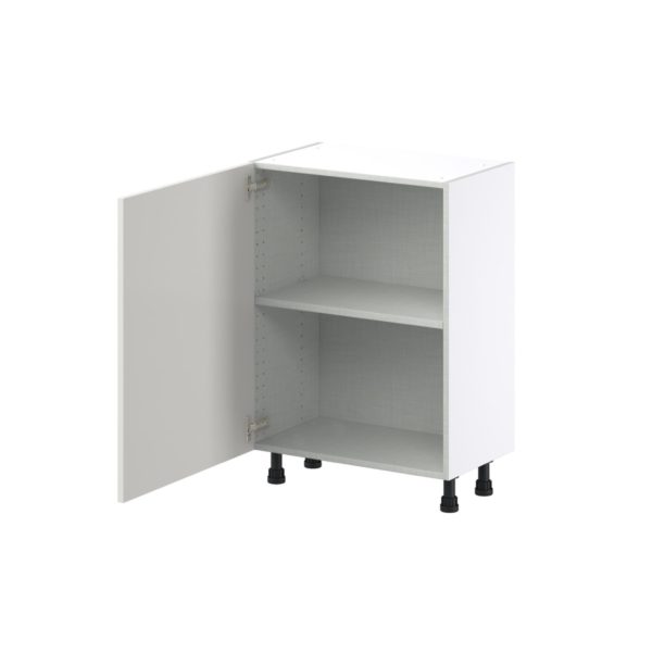 Wisteria Painted Light Gray Recessed Assembled Shallow Base Cabinet with a Full High Door (24 in. W x 34.5 in. H x 14 in. D)