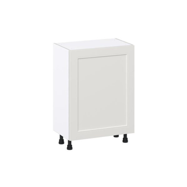 Wisteria Painted Light Gray Recessed Assembled Shallow Base Cabinet with a Full High Door (24 in. W x 34.5 in. H x 14 in. D)