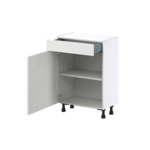 Magnolia Painted Bright White Recessed Assembled Shallow Base Cabinet with 1 Door and 1 Drawer (24 in. W x 34.5 in. H x 14 in. D)