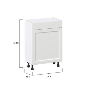 Magnolia Painted Bright White Recessed Assembled Shallow Base Cabinet with 1 Door and 1 Drawer (24 in. W x 34.5 in. H x 14 in. D)