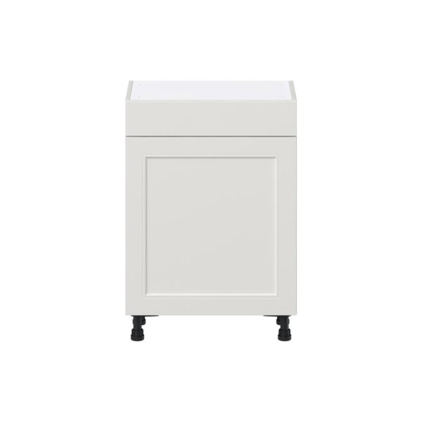 Wisteria Painted Light Gray Recessed Assembled Shallow Base Cabinet with 1 Door and 1 Drawer (24 in. W x 34.5 in. H x 14 in. D)