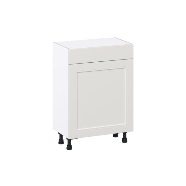 Wisteria Painted Light Gray Recessed Assembled Shallow Base Cabinet with 1 Door and 1 Drawer (24 in. W x 34.5 in. H x 14 in. D)