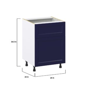 Camellia Painted Midnight Blue Recessed Assembled Base Cabinet with 1 Door and 10 in. Drawer (24 in. W x 34.5 in. H x 24 in. D)