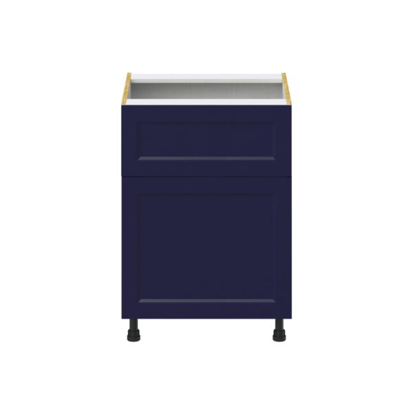 Camellia Painted Midnight Blue Recessed Assembled Base Cabinet with 1 Door and 10 in. Drawer (24 in. W x 34.5 in. H x 24 in. D)