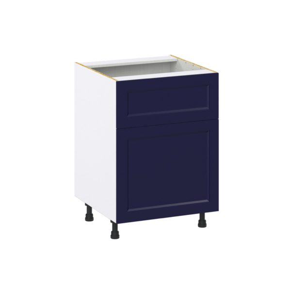 Camellia Painted Midnight Blue Recessed Assembled Base Cabinet with 1 Door and 10 in. Drawer (24 in. W x 34.5 in. H x 24 in. D)