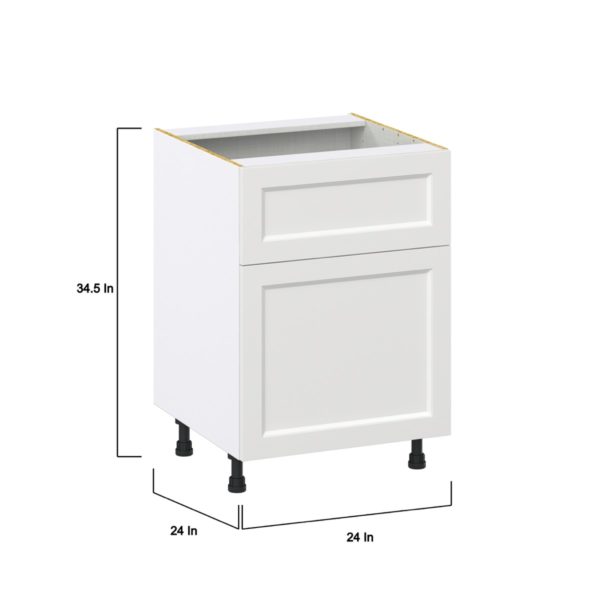 Magnolia Painted Bright White Recessed Assembled Base Cabinet with 1 Door and 10 in. Drawer (24 in. W x 34.5 in. H x 24 in. D)