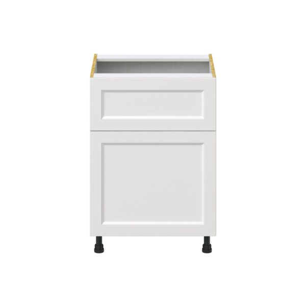 Magnolia Painted Bright White Recessed Assembled Base Cabinet with 1 Door and 10 in. Drawer (24 in. W x 34.5 in. H x 24 in. D)