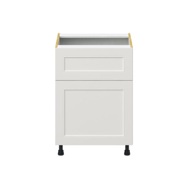 Wisteria Painted Light Gray Recessed Assembled Base Cabinet with 1 Door and 10 in. Drawer (24 in. W x 34.5 in. H x 24 in. D)