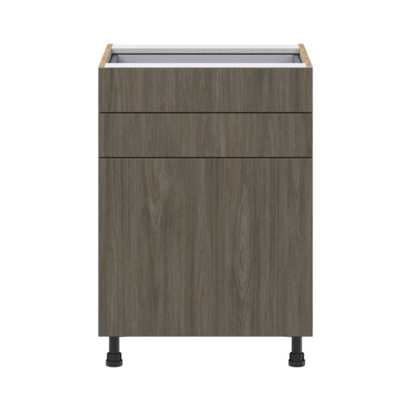 Cordyline Textured Slab Walnut Assembled Base Cabinet with 1 Door and Two 5 in. Drawers (24 in. W x 34.5 in. H x 24 in. D)