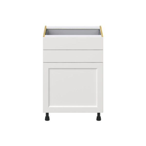 Magnolia Painted Bright White Recessed Assembled Base Cabinet with 1 Door and Two 5 in. Drawers (24 in. W x 34.5 in. H x 24 in. D)