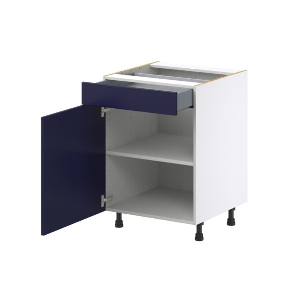 Camellia Painted Midnight Blue Recessed Assembled Base Cabinet with 1  Door and 1 Drawer (24 in. W x 34.5 in. H x 24 in. D)