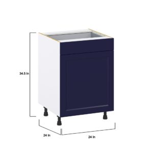 Camellia Painted Midnight Blue Recessed Assembled Base Cabinet with 1  Door and 1 Drawer (24 in. W x 34.5 in. H x 24 in. D)