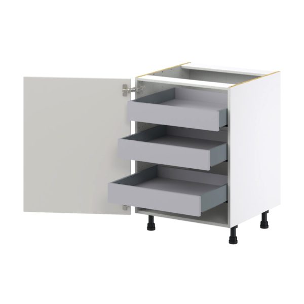 Wisteria Painted Light Gray Recessed Assembled Base Cabinet with a Full High Door and 3 Inner Drawers (24 in. W x 34.5 in. H x 24 in. D)