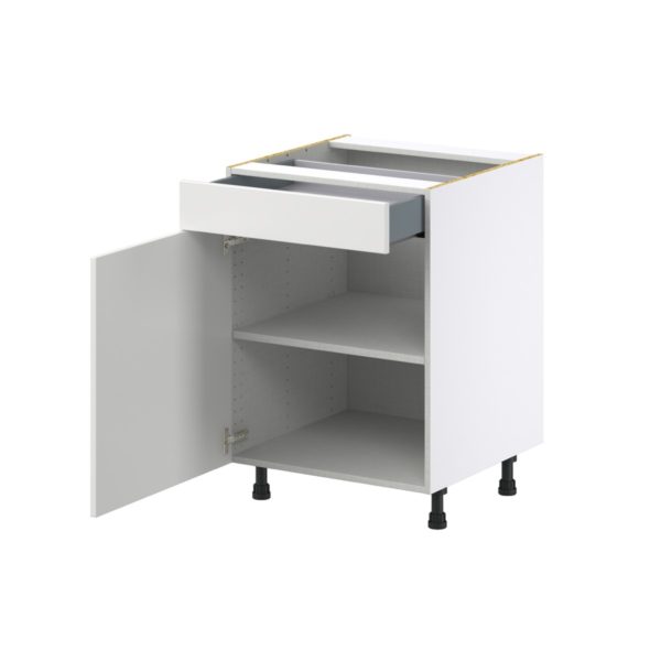 Magnolia Painted Bright White Recessed Assembled Base Cabinet with 1  Door and 1 Drawer (24 in. W x 34.5 in. H x 24 in. D)