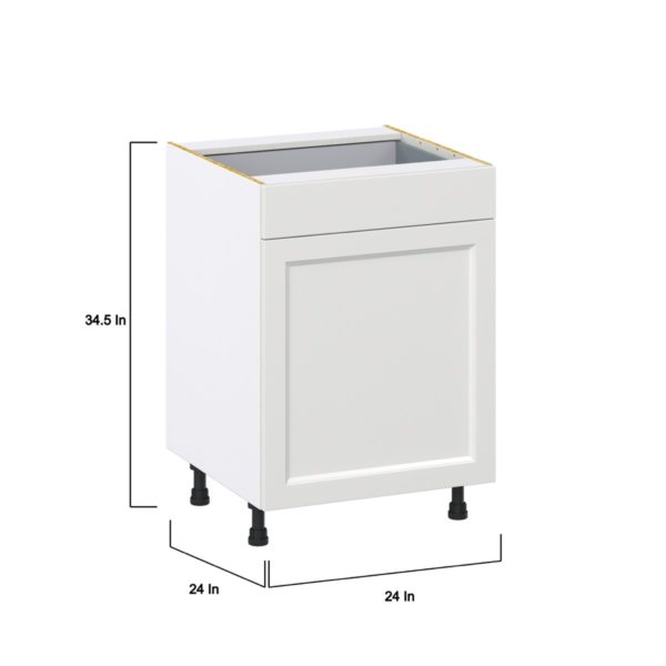 Magnolia Painted Bright White Recessed Assembled Base Cabinet with 1  Door and 1 Drawer (24 in. W x 34.5 in. H x 24 in. D)