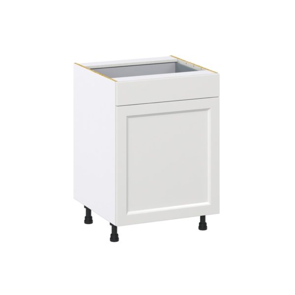 Magnolia Painted Bright White Recessed Assembled Base Cabinet with 1  Door and 1 Drawer (24 in. W x 34.5 in. H x 24 in. D)