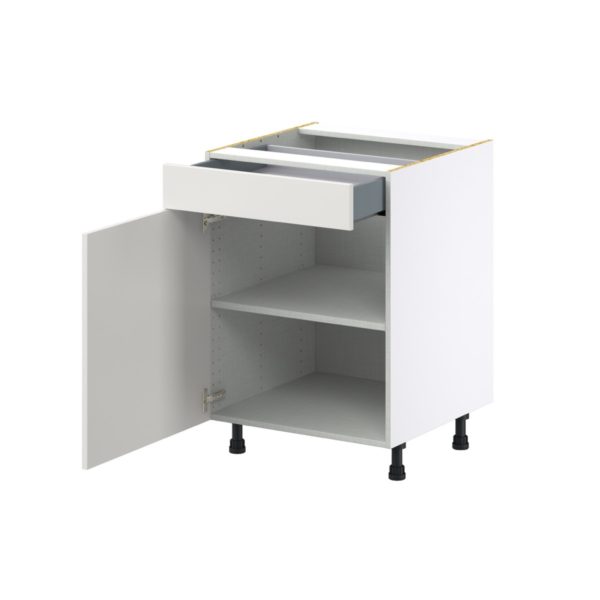 Wisteria Painted Light Gray Recessed Assembled Base Cabinet with 1  Door and 1 Drawer (24 in. W x 34.5 in. H x 24 in. D)