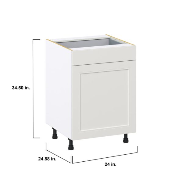 Wisteria Painted Light Gray Recessed Assembled Base Cabinet with 1  Door and 1 Drawer (24 in. W x 34.5 in. H x 24 in. D)