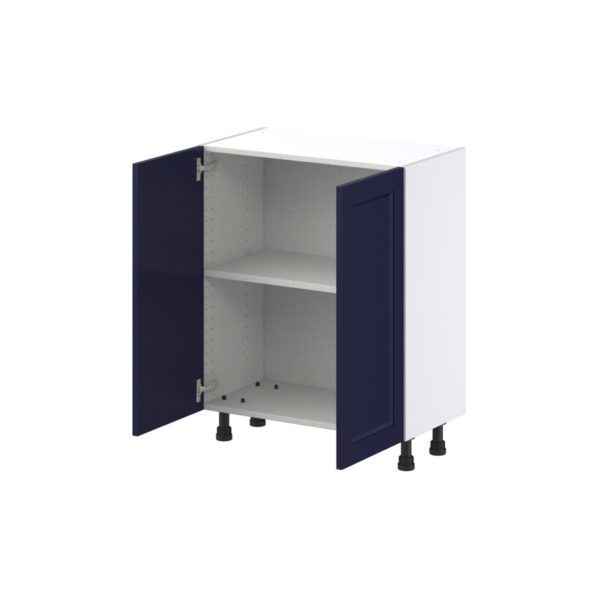 Camellia Painted Midnight Blue Recessed Assembled Shallow Base Cabinet with 2 Full High Doors (27 in. W X 34.5 in. H X 14 in. D)