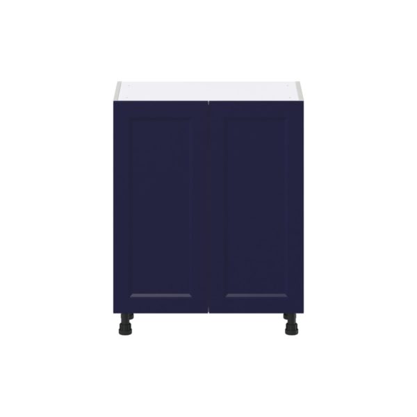 Camellia Painted Midnight Blue Recessed Assembled Shallow Base Cabinet with 2 Full High Doors (27 in. W X 34.5 in. H X 14 in. D)