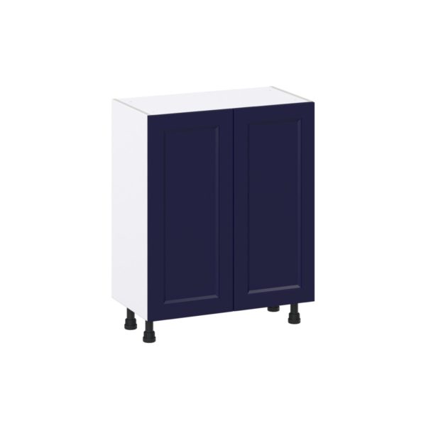 Camellia Painted Midnight Blue Recessed Assembled Shallow Base Cabinet with 2 Full High Doors (27 in. W X 34.5 in. H X 14 in. D)