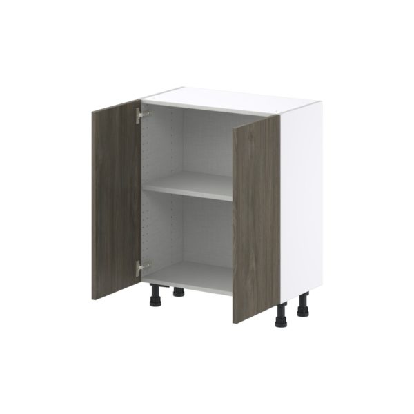 Cordyline Textured Slab Walnut Assembled Shallow Base Cabinet with 2 Full High Doors (27 in. W X 34.5 in. H X 14 in. D)