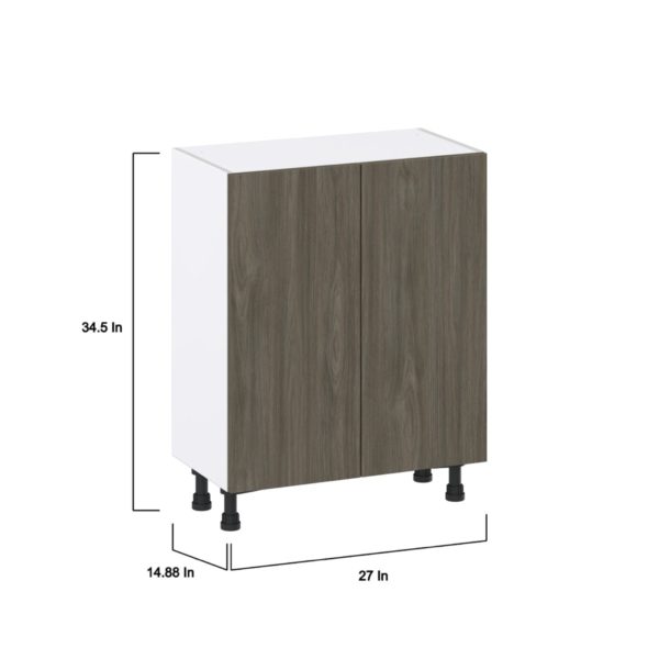 Cordyline Textured Slab Walnut Assembled Shallow Base Cabinet with 2 Full High Doors (27 in. W X 34.5 in. H X 14 in. D)