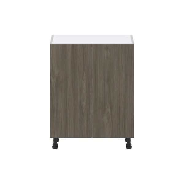 Cordyline Textured Slab Walnut Assembled Shallow Base Cabinet with 2 Full High Doors (27 in. W X 34.5 in. H X 14 in. D)