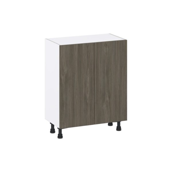 Cordyline Textured Slab Walnut Assembled Shallow Base Cabinet with 2 Full High Doors (27 in. W X 34.5 in. H X 14 in. D)