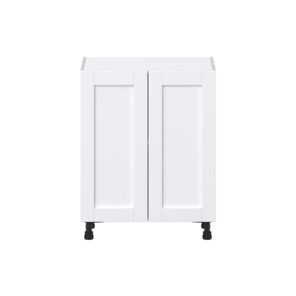 Dahlia Bright White  Shaker Assembled Shallow Base Cabinet with 2 Full High Doors (27 in. W X 34.5 in. H X 14 in. D)