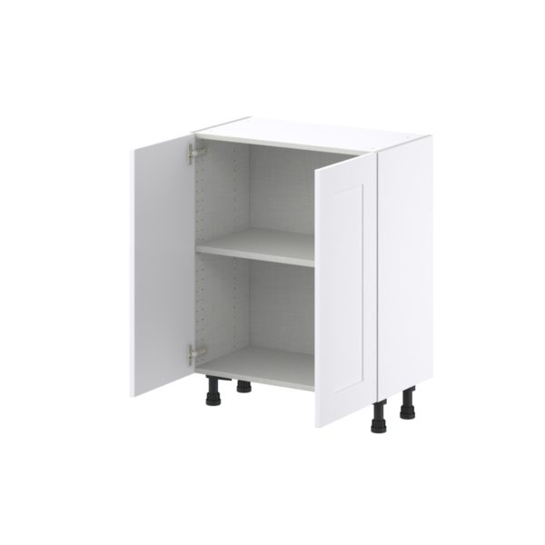 Jasmine Painted Warm White  Shaker Assembled Shallow Base Cabinet with 2 Full High Doors (27 in. W X 34.5 in. H X 14 in. D)