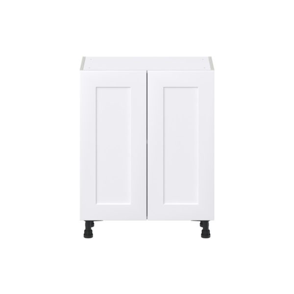 Jasmine Painted Warm White  Shaker Assembled Shallow Base Cabinet with 2 Full High Doors (27 in. W X 34.5 in. H X 14 in. D)