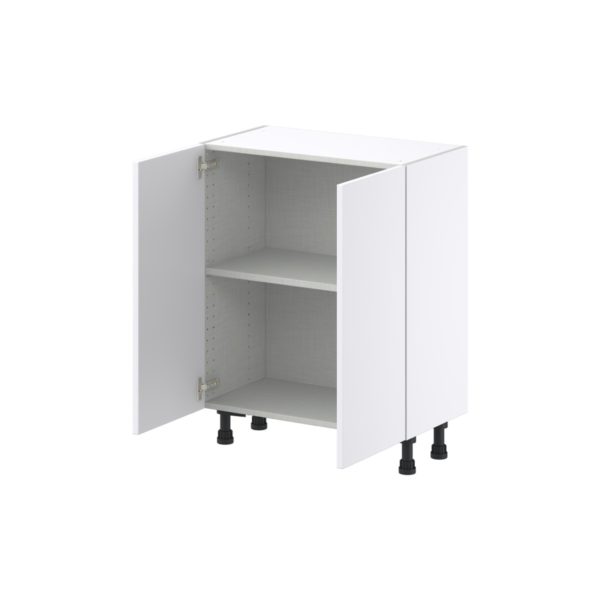 Lily Bright White  Slab Assembled Shallow Base Cabinet with 2 Full High Doors (27 in. W X 34.5 in. H X 14 in. D)