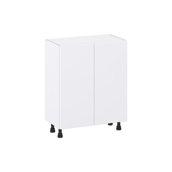 Lily Bright White  Slab Assembled Shallow Base Cabinet with 2 Full High Doors (27 in. W X 34.5 in. H X 14 in. D)