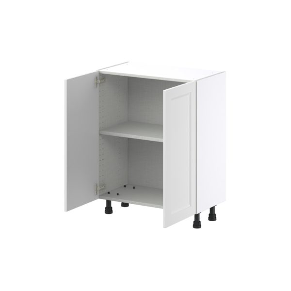 Magnolia Painted Bright White Recessed Assembled Shallow Base Cabinet with 2 Full High Doors (27 in. W X 34.5 in. H X 14 in. D)