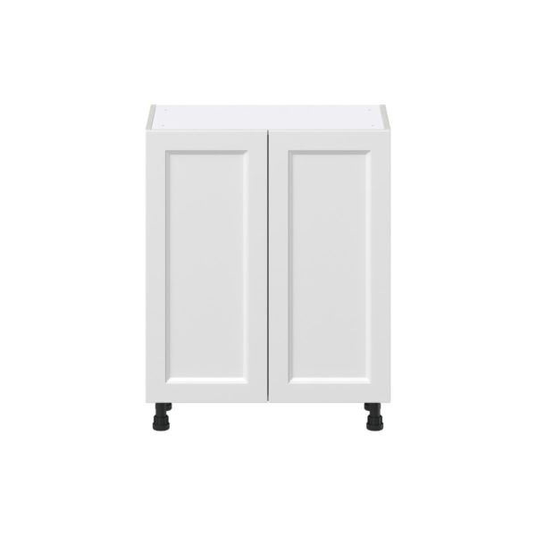 Magnolia Painted Bright White Recessed Assembled Shallow Base Cabinet with 2 Full High Doors (27 in. W X 34.5 in. H X 14 in. D)