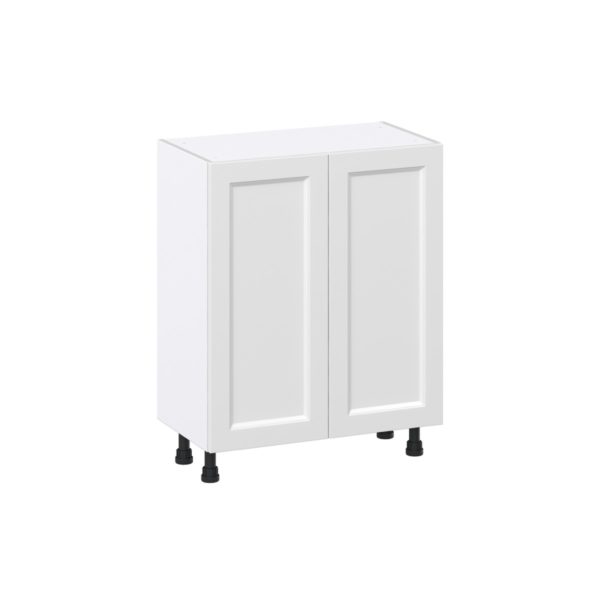 Magnolia Painted Bright White Recessed Assembled Shallow Base Cabinet with 2 Full High Doors (27 in. W X 34.5 in. H X 14 in. D)