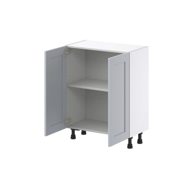 Sea Holly Light Gray  Shaker Assembled Shallow Base Cabinet with 2 Full High Doors (27 in. W X 34.5 in. H X 14 in. D)