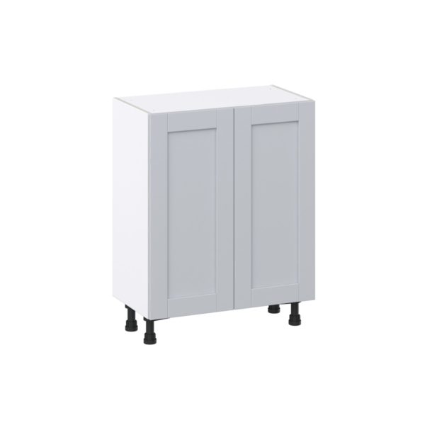 Sea Holly Light Gray  Shaker Assembled Shallow Base Cabinet with 2 Full High Doors (27 in. W X 34.5 in. H X 14 in. D)