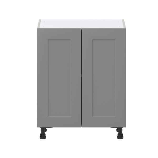 Willow Painted Slate Gray  Shaker Assembled Shallow Base Cabinet with 2 Full High Doors (27 in. W X 34.5 in. H X 14 in. D)