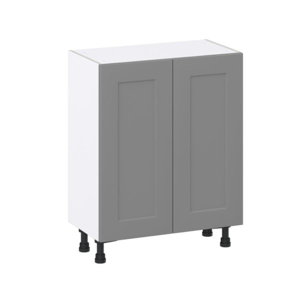 Willow Painted Slate Gray  Shaker Assembled Shallow Base Cabinet with 2 Full High Doors (27 in. W X 34.5 in. H X 14 in. D)