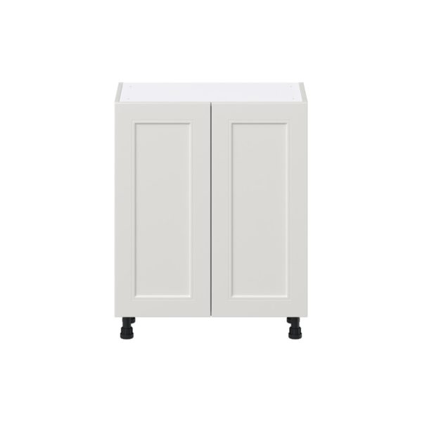 Wisteria Painted Light Gray Recessed Assembled Shallow Base Cabinet with 2 Full High Doors (27 in. W X 34.5 in. H X 14 in. D)