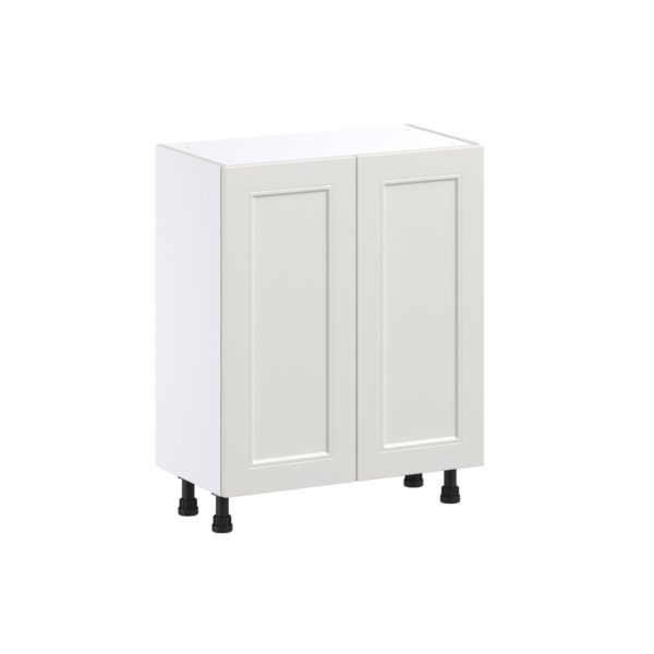 Wisteria Painted Light Gray Recessed Assembled Shallow Base Cabinet with 2 Full High Doors (27 in. W X 34.5 in. H X 14 in. D)