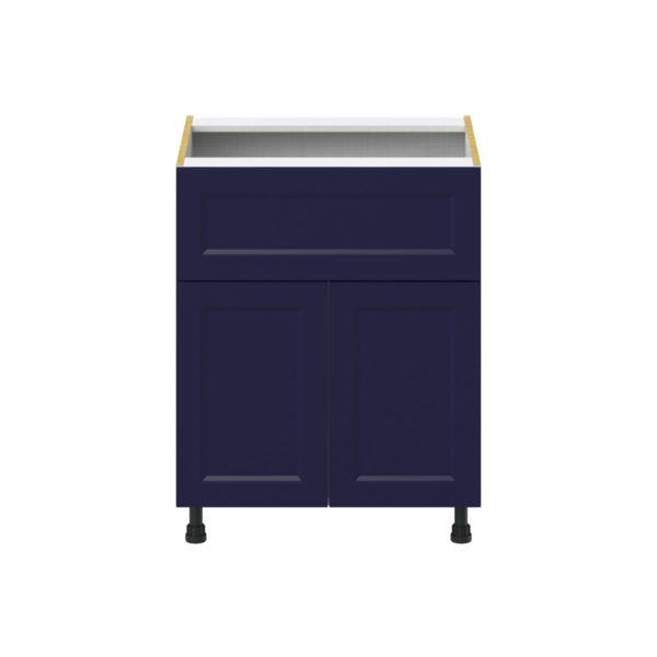 Camellia Painted Midnight Blue Recessed Assembled Base Cabinet with 2 Doors and a 10 in. Drawer (27 in. W X 34.5 in. H X 24 in. D)