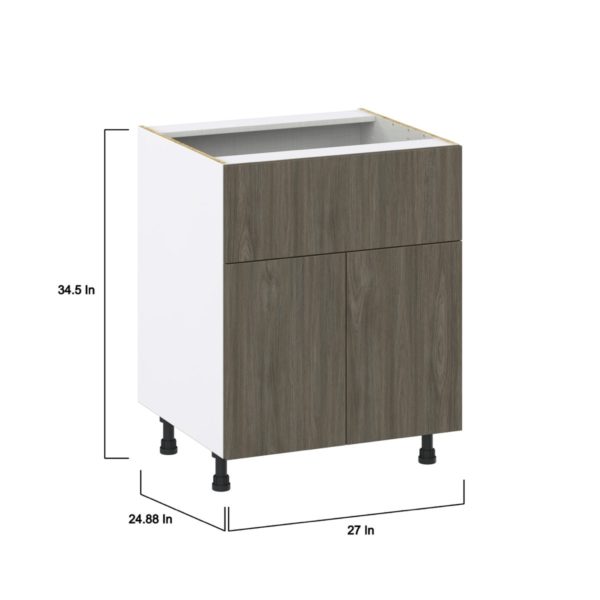 Cordyline Textured Slab Walnut Assembled Base Cabinet with 2 Doors and a 10 in. Drawer (27 in. W X 34.5 in. H X 24 in. D)